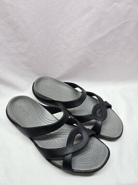 Crocs Meleen Twist Sandals Slip On Shoes Slides Women’s Size 10 Black/Grey